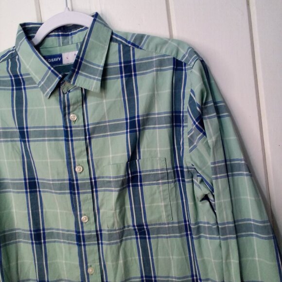 Old Navy Shirt Men L Everyday Shirt Slim Fit Long Sleeve Button Up Plaid - Picture 9 of 15